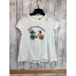 Old Navy youth girls short sleeve white tshirt, Ready To Adventure size
